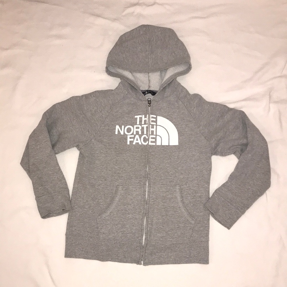 The North Face Grey Heather Fleece Zip Hoodie Jacket Size LG (14/16)